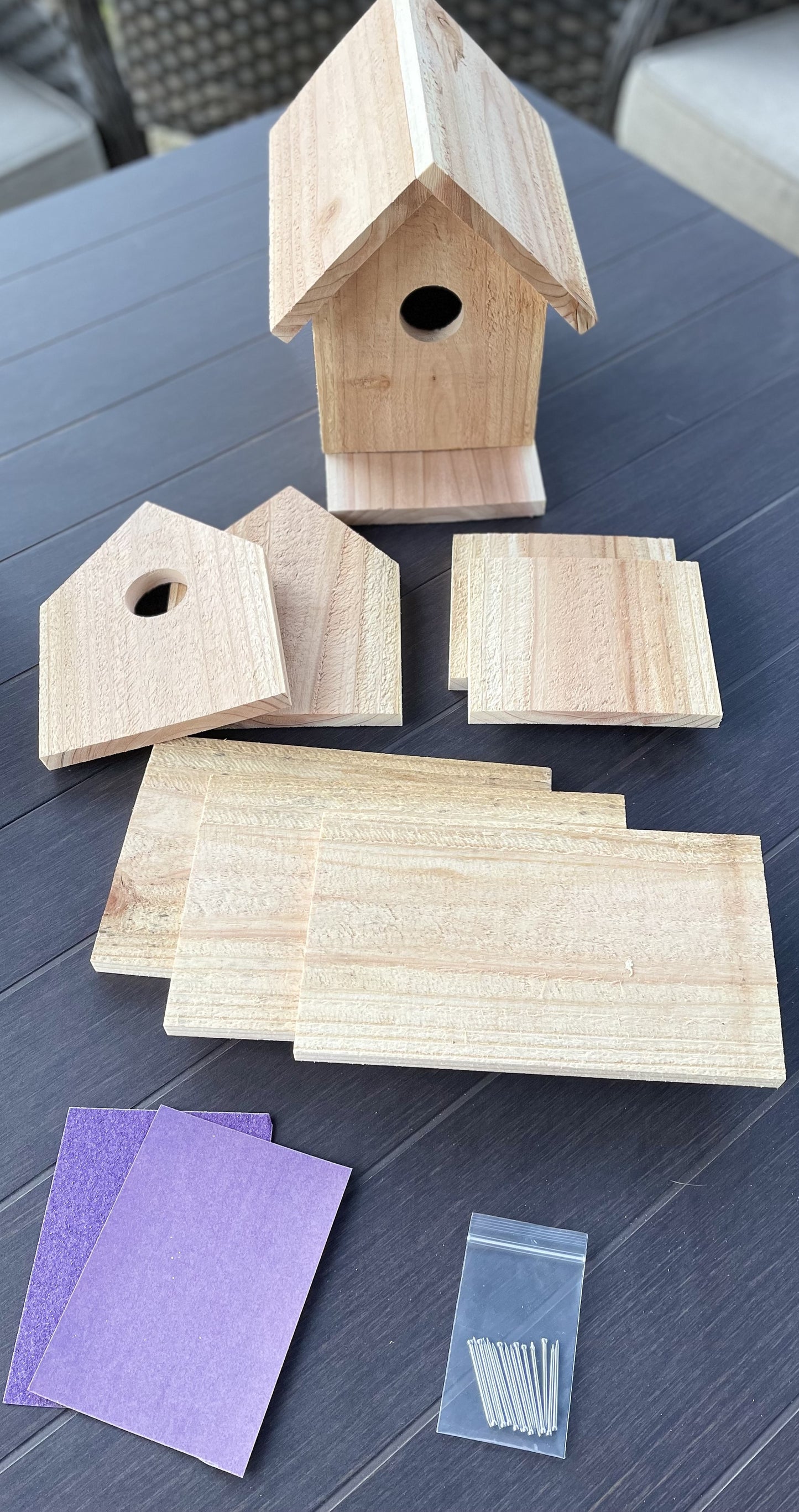 Build Your Own Birdhouse Kit - Cedar Wood, Sandpaper, Instructions, Nails - Only 21 Available!