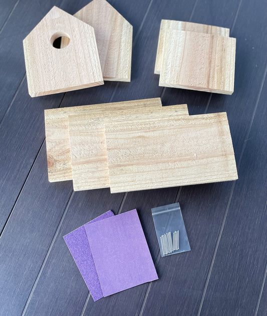 Build Your Own Birdhouse Kit - Cedar Wood, Sandpaper, Instructions, Nails - Only 21 Available!