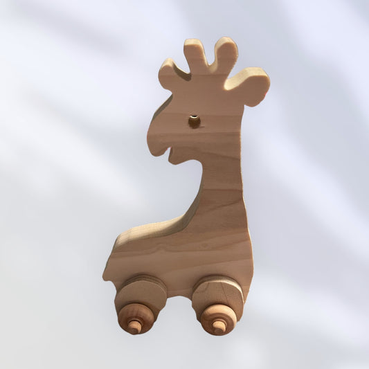 Rolling wooden giraffe unfinished