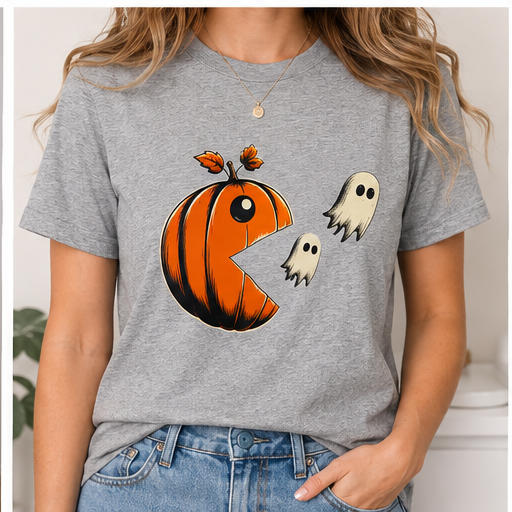 Retro Pumpkin & Ghost Halloween Graphic Tee